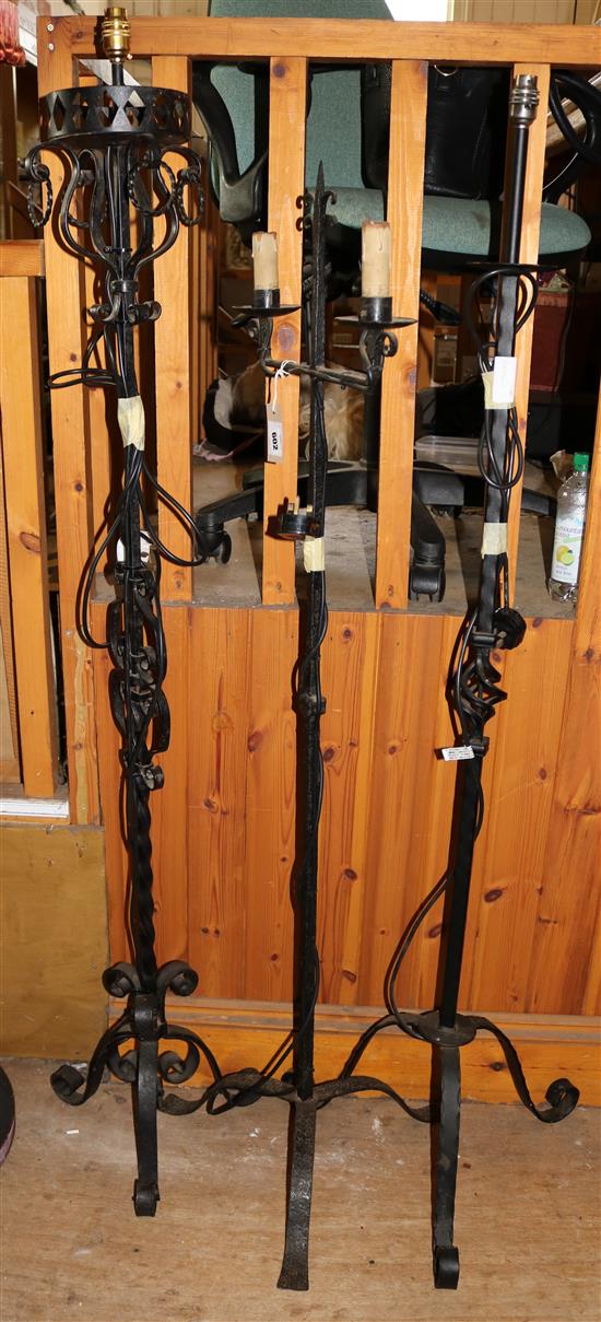 3 iron standard lamps